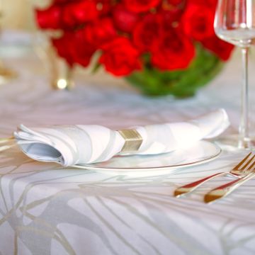 Melita Metallic Square Linen Tablecloth