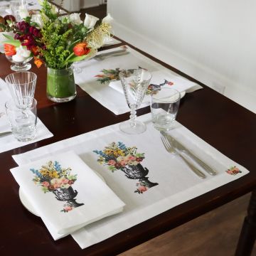 Floral Urn Delphinium Linen Placemat