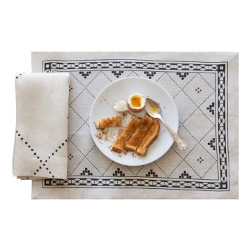Anfa Black Linen Placemat