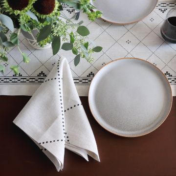 Anfa Black Natural Linen Table Runner