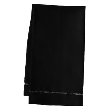 black white hemstitch linen hand towel tea towel