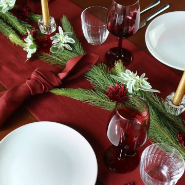 Burgundy Red Linen Table Runner