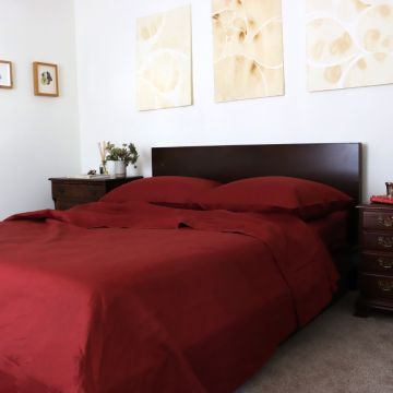 Burgundy Red Linen Top Sheet