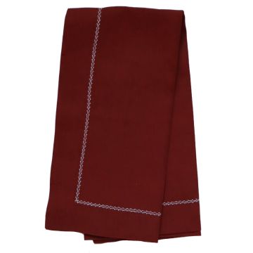 Burgundy red hemstitched linen napkin