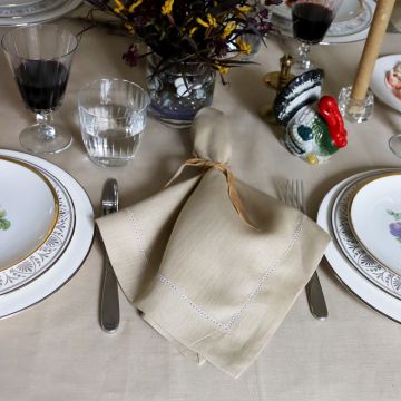 Camel Oval Linen Tablecloth