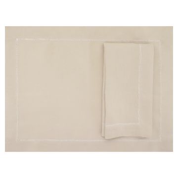 Camel linen placemat hemstitch Italian caramel 