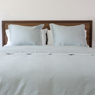 Light green linen pillow sham white border edging