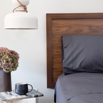 Charcoal 500TC Cotton Percale Top Sheet with Hemstitch