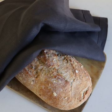 Slate Charcoal Grey Linen Hand Towel / Tea Towel