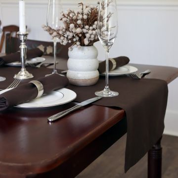 Chocolate Brown Linen Table Runner
