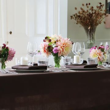 Chocolate Brown Rectangular Linen Tablecloth 