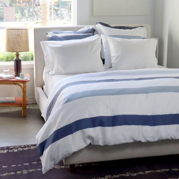 Cinta Blue White Stripe Linen Duvet Cover