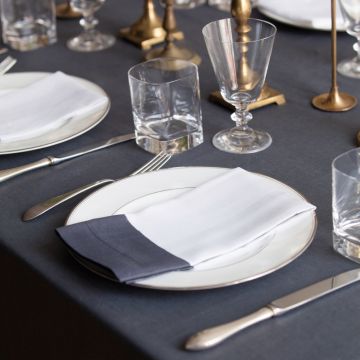 Cinta Charcoal Border Linen Napkin