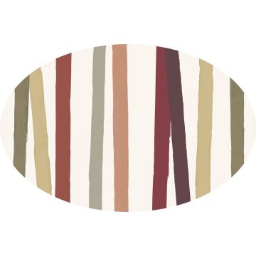 Multicolor striped linen tablecloth oval