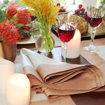 Cinta Terracotta Border Linen Napkin