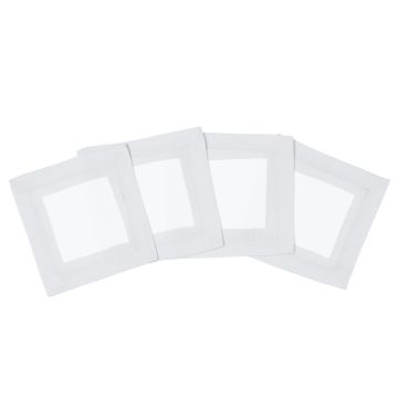 Cinta white linen cocktail napkin coaster silver grey border