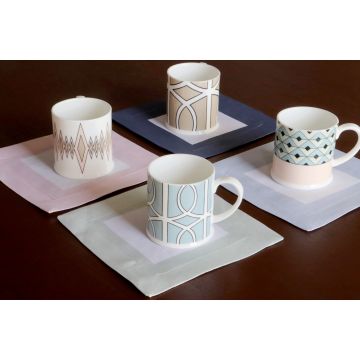 Cinta Pastel Green Border Linen Cocktail Napkin