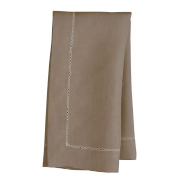 Coffee brown hemstitched linen napkin 