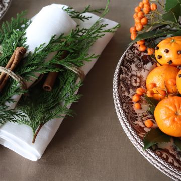 Coffee Brown Rectangular Linen Tablecloth