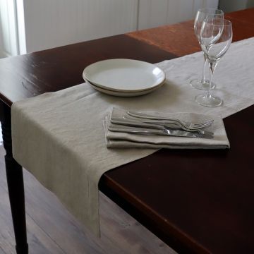 Dark Natural Linen Table Runner