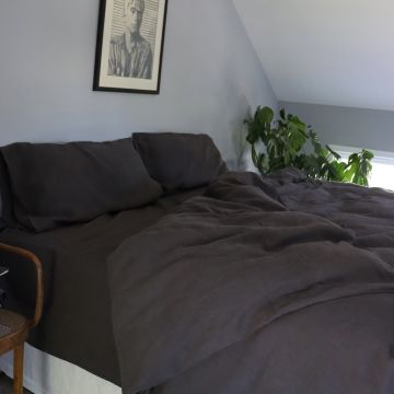 Slate Charcoal Grey Linen Fitted Sheet
