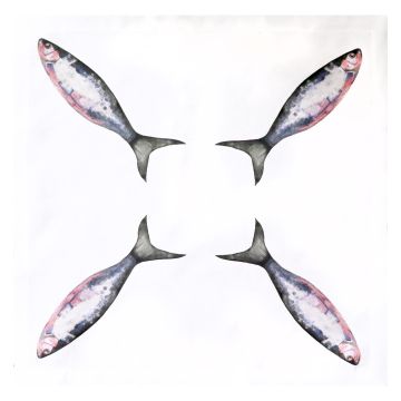 Huddleson fish printed white linen napkin
