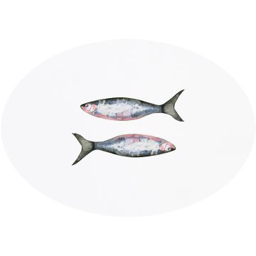 Huddleson Fish Oval Hand-painted linen tablecloth 