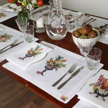 Floral Urn Pineapple Linen Napkin