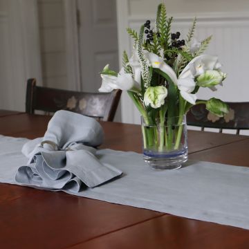 French Blue Linen Table Runner