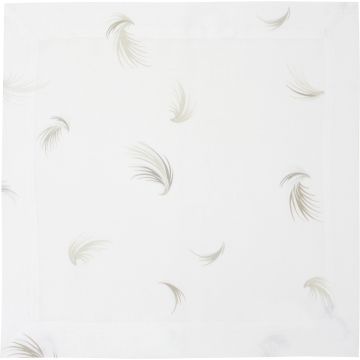 Grania White Linen Napkin with Feather Motif
