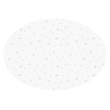 White linen oval tablecloth feathers
