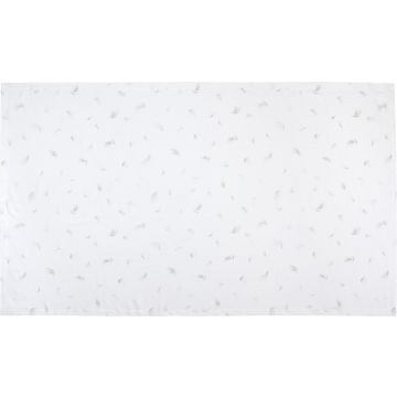 white linen tablecloth grey taupe feathers