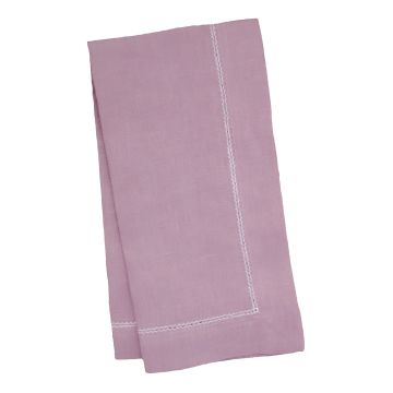 Heather Lilac Linen Napkin with White Contrast Hemstitch