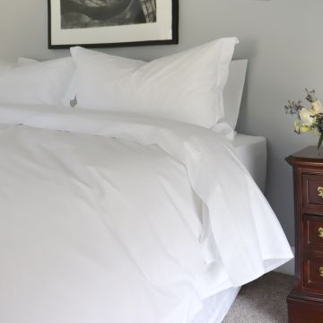 White 500TC Cotton Percale Duvet Cover with Hemstitch