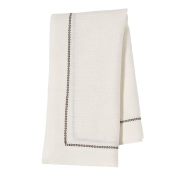 Huddleson Ivory Linen Napkin with Chocolate Brown Contrast Hemstitch