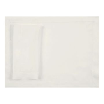 Huddleson Ivory hemstitched luxury linen placemat