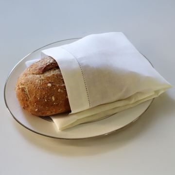 Ivory Hemstitch Linen Hand Towel / Tea Towel