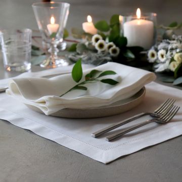 Ivory Linen Napkin with Hemstitch