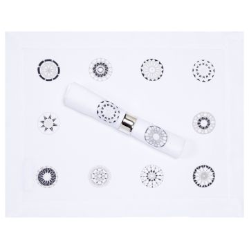 Lace Modern Linen Placemat White Grey