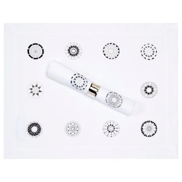 Lace Modern Linen Placemat White Grey