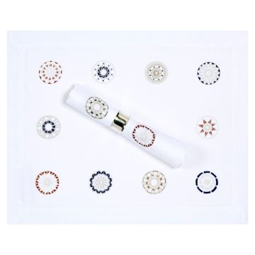 Lace Modern Linen Placemat White Red