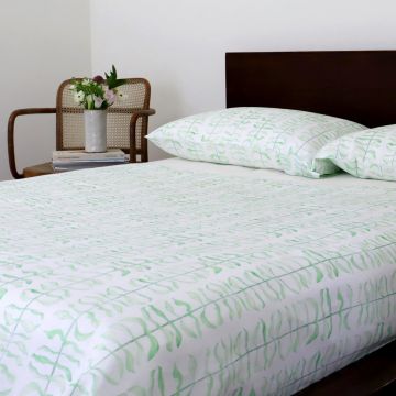 leaf green linen top sheet