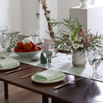 Leaf Green Linen Table Runner