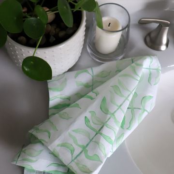Leaf Green Linen Hand Towel / Tea Towel