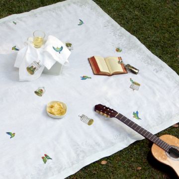 Lovebirds Round Linen Tablecloth