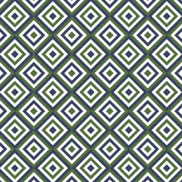 Huddleson Maze Blue Green Geometric Printed Linen Tablecloth