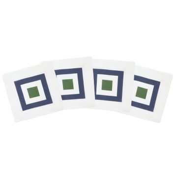 Maze Blue Linen Cocktail Napkin