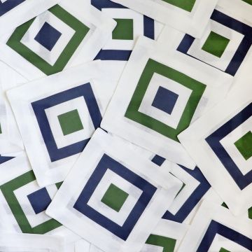Maze Green Linen Cocktail Napkin