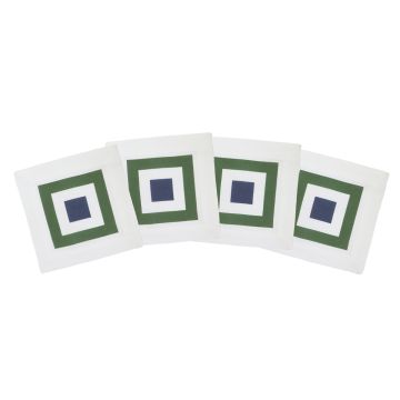 Maze Green Linen Cocktail Napkin