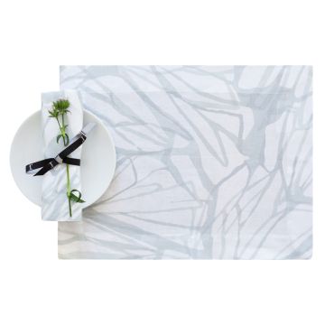 Aqua and White Contemporary Linen Placemat